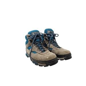 Raichle Hiking Boots Gray Teal Green Suede Women's Size 7.5